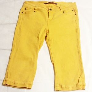 Victoria Secret Yellow Pink Capri Cuffed Jeans
